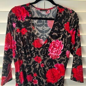 Floral & Lace Patterned Midi Dress 🌹